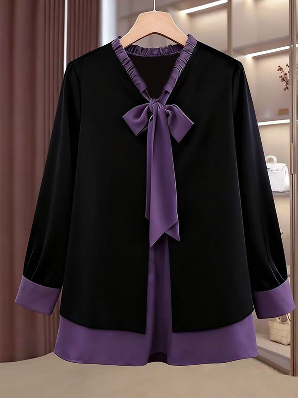 Korean Lifestyle - Fashionable Long Sleeve Sash Base Shirt
